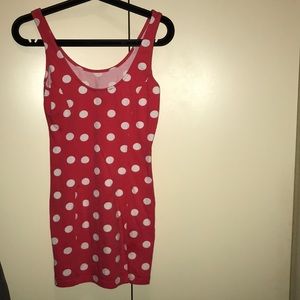 Forever 21 Pink w/ White Polka dot body con dress